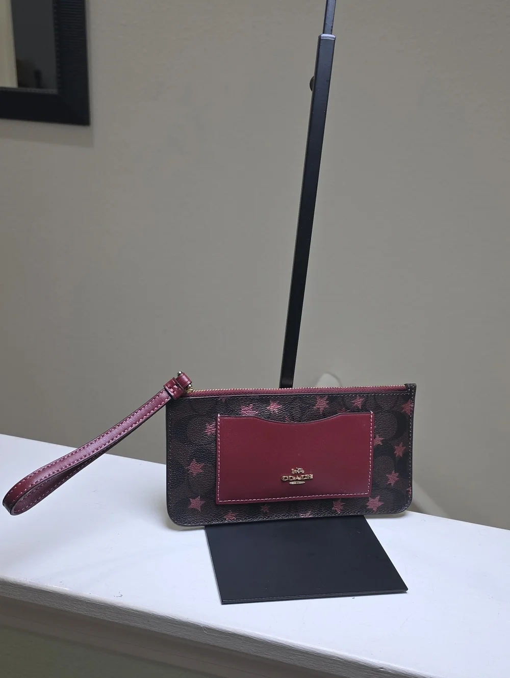COACH F37564 Zip Top Wallet In Signature Canvas With Pop Star Print NWT